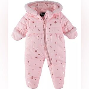 Rothschild Pink Baby Pram Snowsuit with Star Design - NWT - Size 3/6M